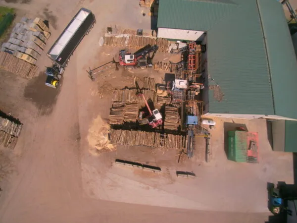 Aerial View of Savanna Pallets Lumber Yard in McGregor, MN