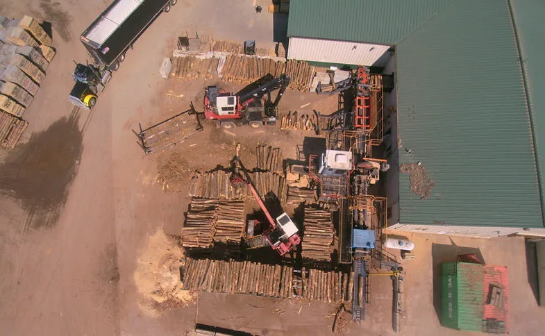 Aerial View of Savanna Pallets Lumber Yard in McGregor, MN